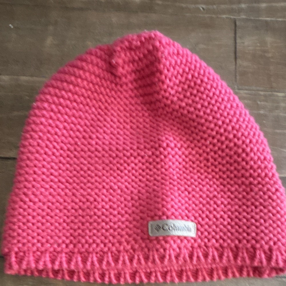 Columbia Women's Pink Solid Knit Acrylic Logo Beanie Hat, One Size